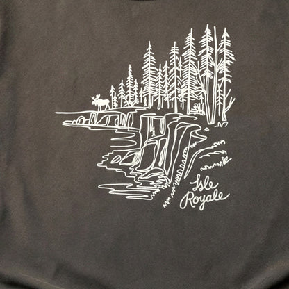 Isle Royale Line Drawing Cotton T-Shirt