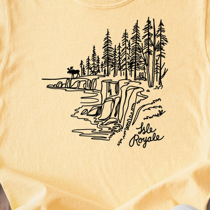 Isle Royale Line Drawing Kids Cotton T-Shirt