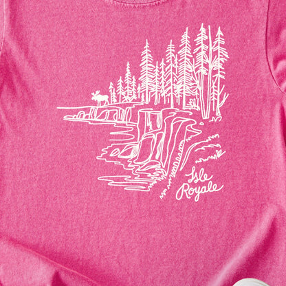 Isle Royale Line Drawing Kids Cotton T-Shirt