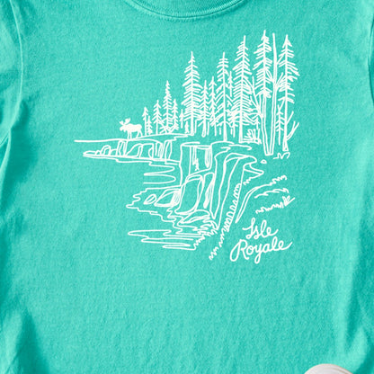 Isle Royale Line Drawing Kids Cotton T-Shirt