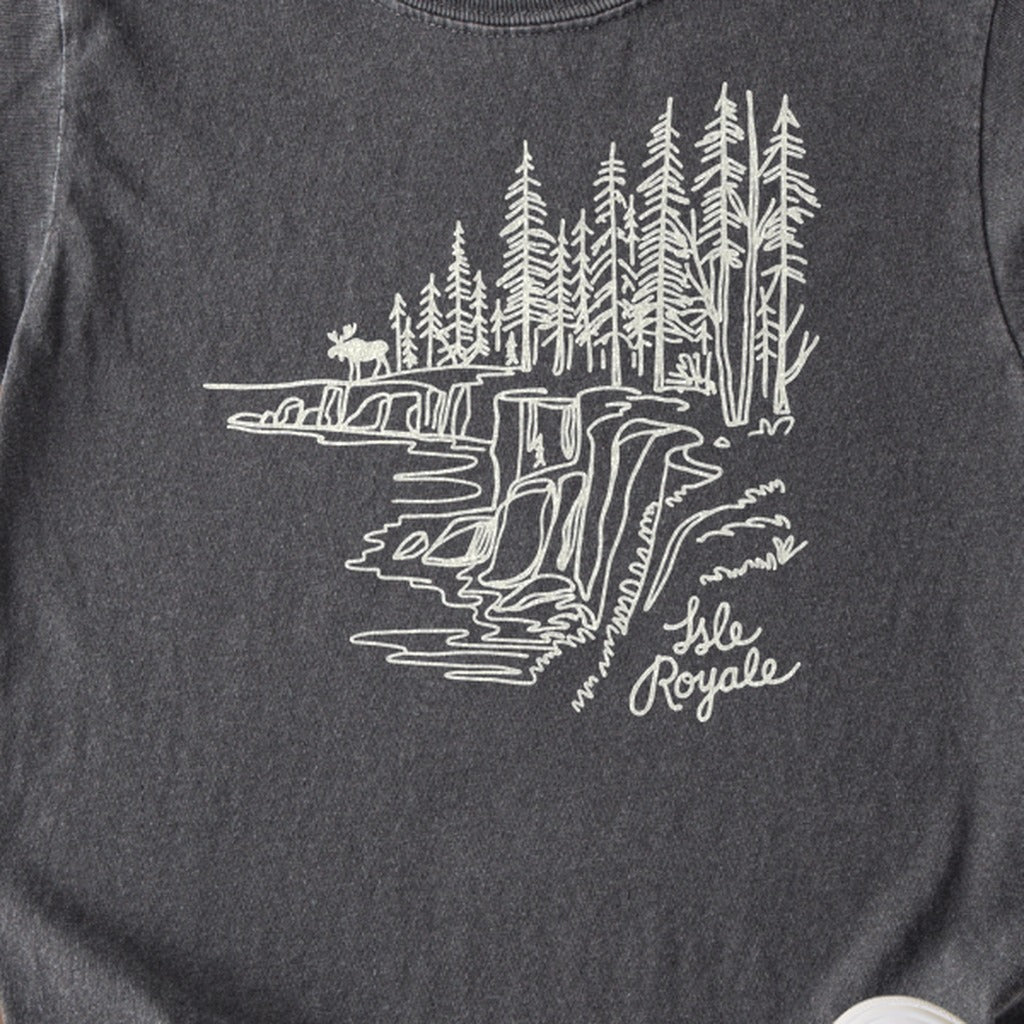 Isle Royale Line Drawing Kids Cotton T-Shirt