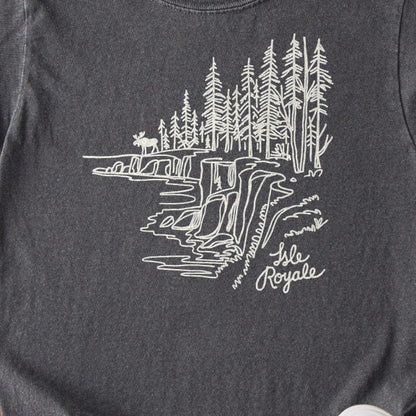 Isle Royale Line Drawing Kids Cotton T-Shirt