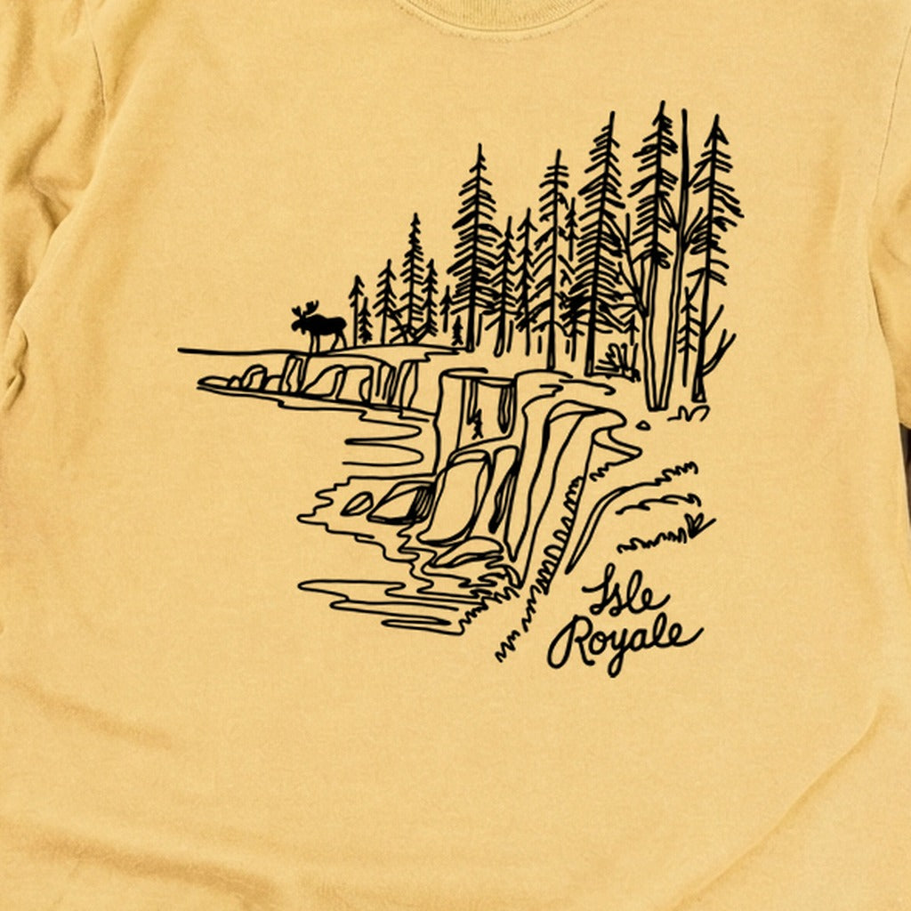 Isle Royale Line Drawing Cotton Long Sleeve