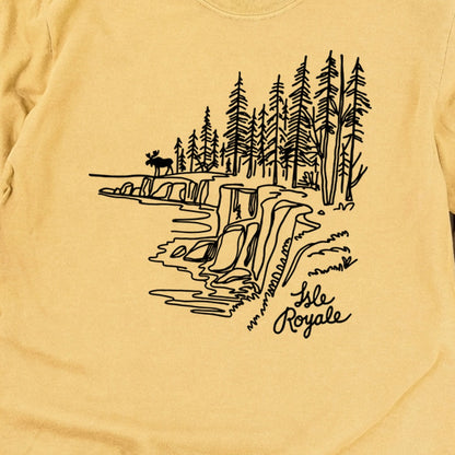 Isle Royale Line Drawing Cotton Long Sleeve