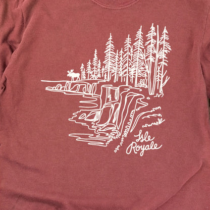 Isle Royale Line Drawing Cotton Long Sleeve