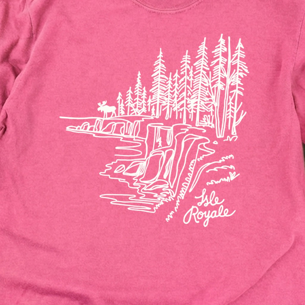 Isle Royale Line Drawing Cotton Long Sleeve