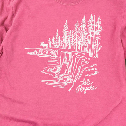 Isle Royale Line Drawing Cotton Long Sleeve