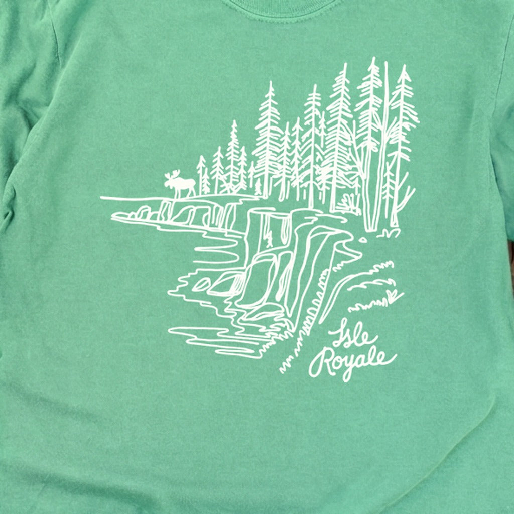 Isle Royale Line Drawing Cotton Long Sleeve