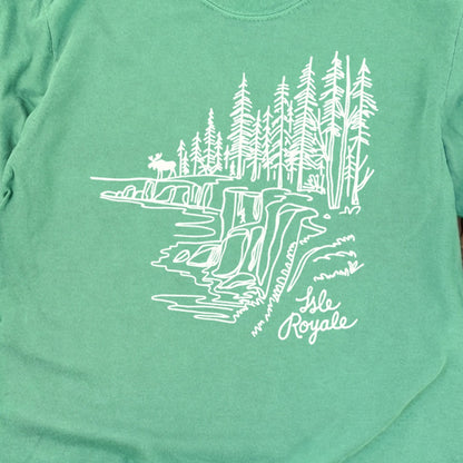 Isle Royale Line Drawing Cotton Long Sleeve