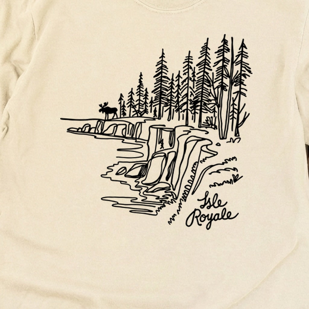 Isle Royale Line Drawing Cotton Long Sleeve