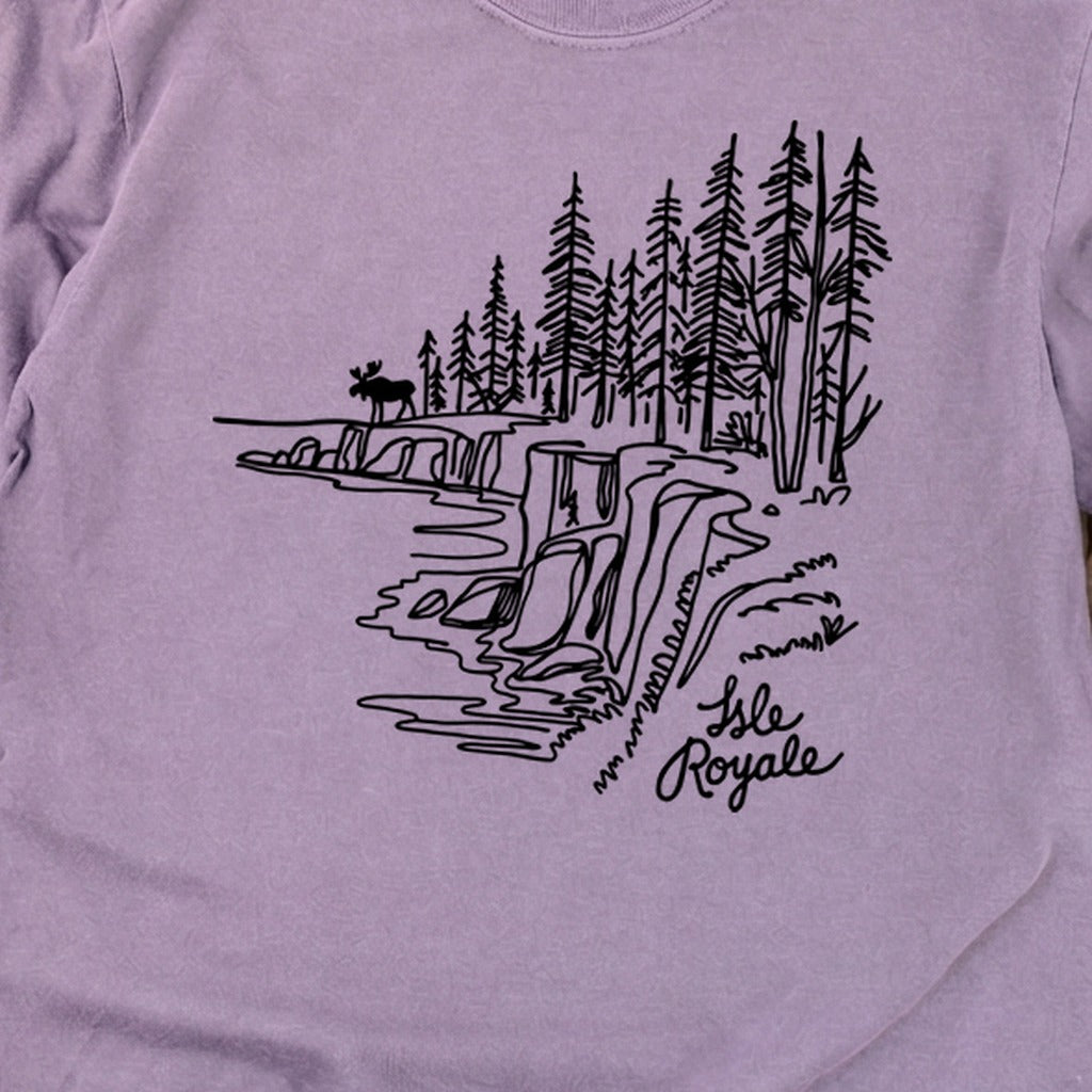 Isle Royale Line Drawing Cotton Long Sleeve