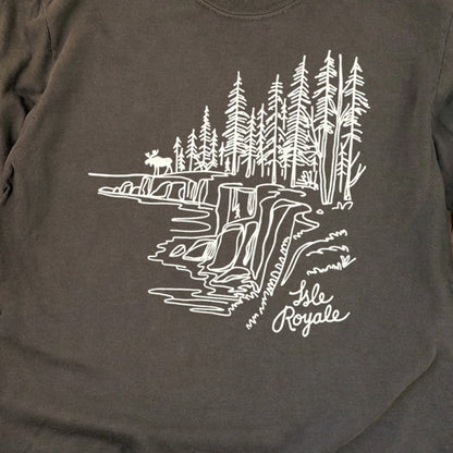 Isle Royale Line Drawing Cotton Long Sleeve