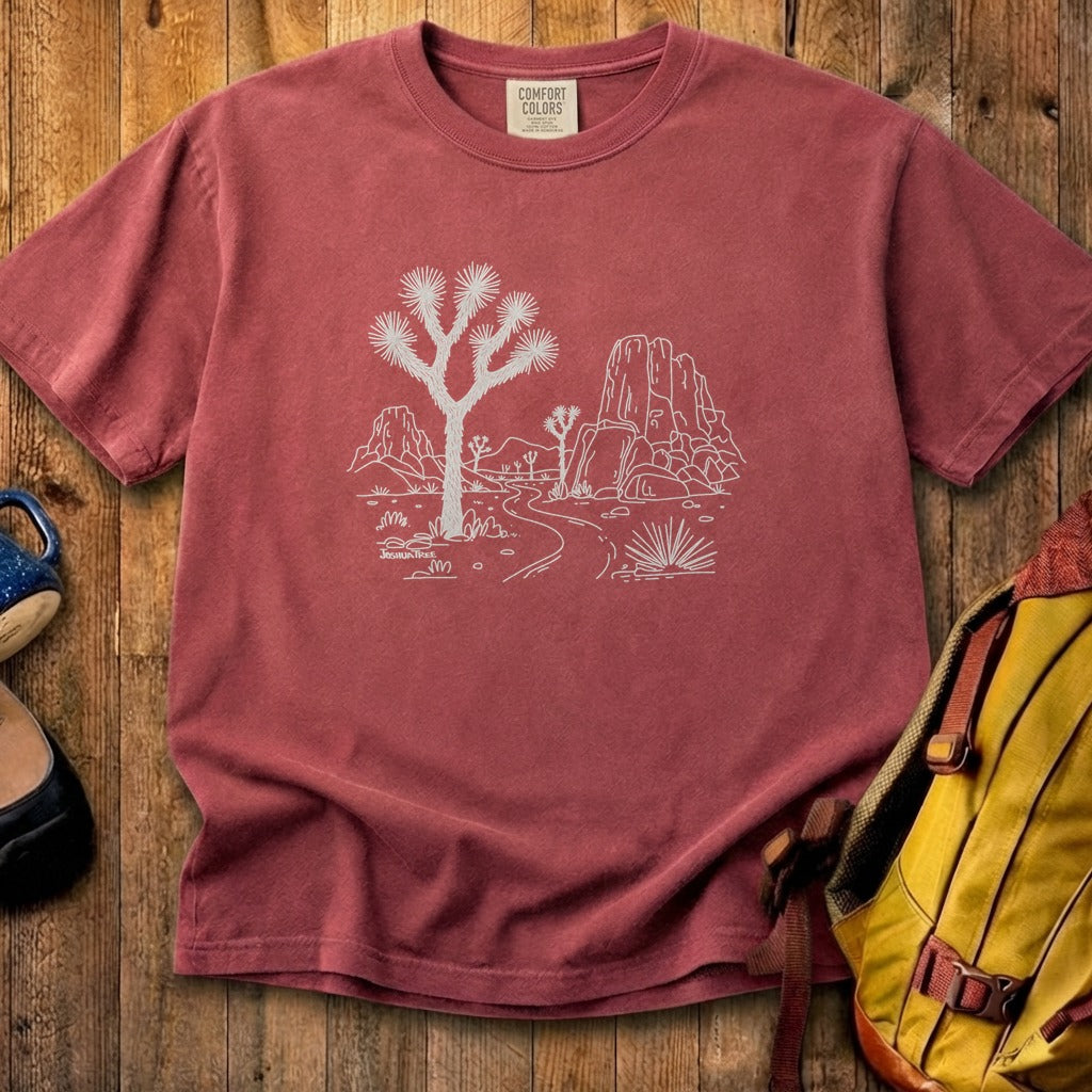 Joshua Tree Line Drawing Cotton T-Shirt