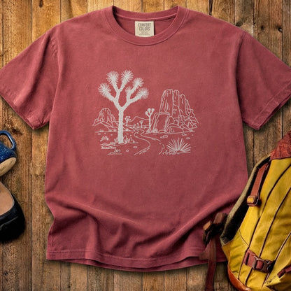 Joshua Tree Line Drawing Cotton T-Shirt