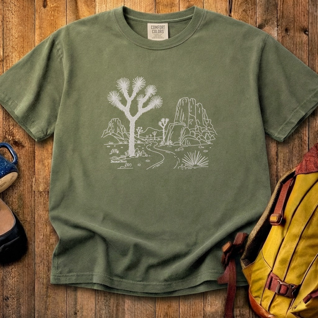 Joshua Tree Line Drawing Cotton T-Shirt
