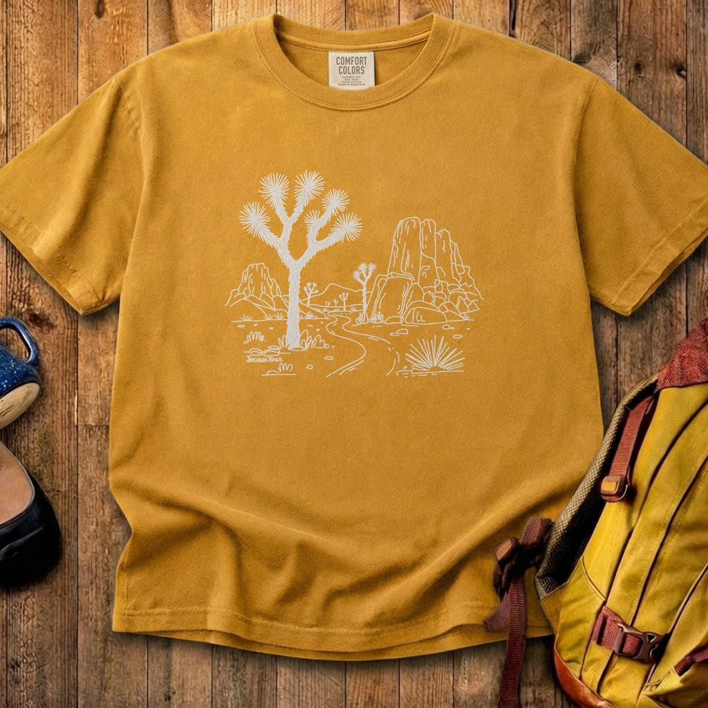 Joshua Tree Line Drawing Cotton T-Shirt