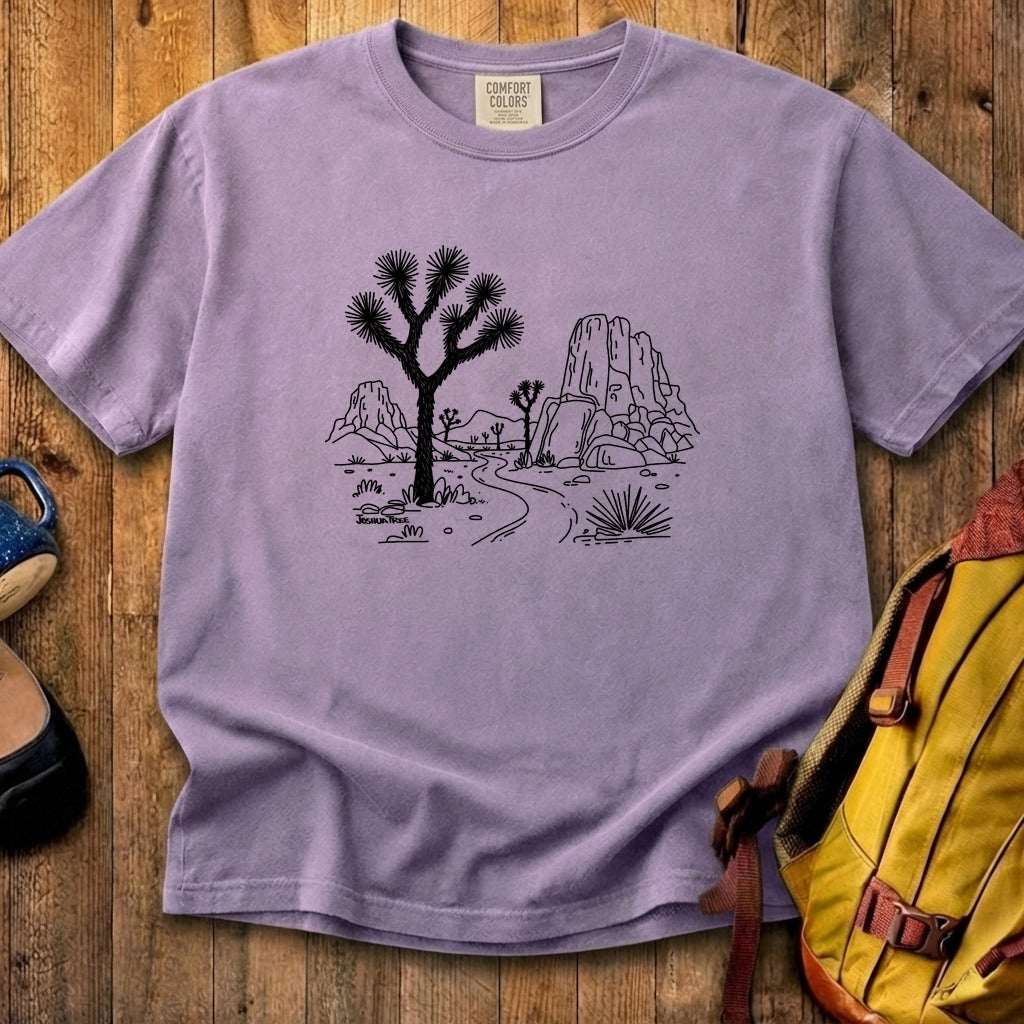 Joshua Tree Line Drawing Cotton T-Shirt