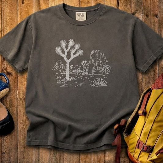 Joshua Tree Line Drawing Cotton T-Shirt