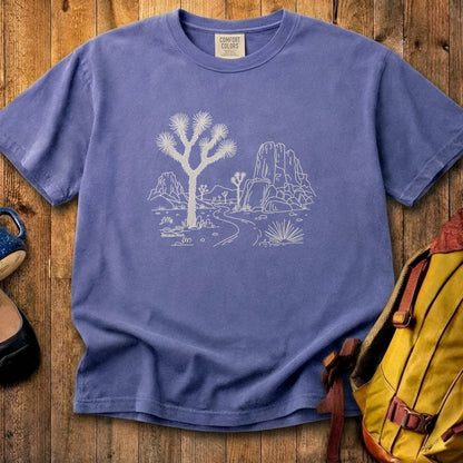 Joshua Tree Line Drawing Cotton T-Shirt