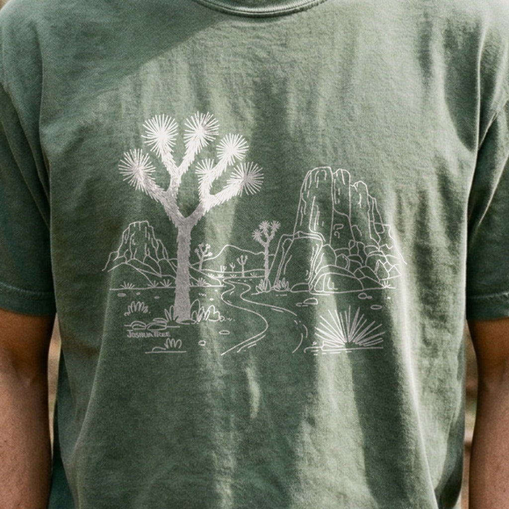 Joshua Tree Line Drawing Cotton T-Shirt