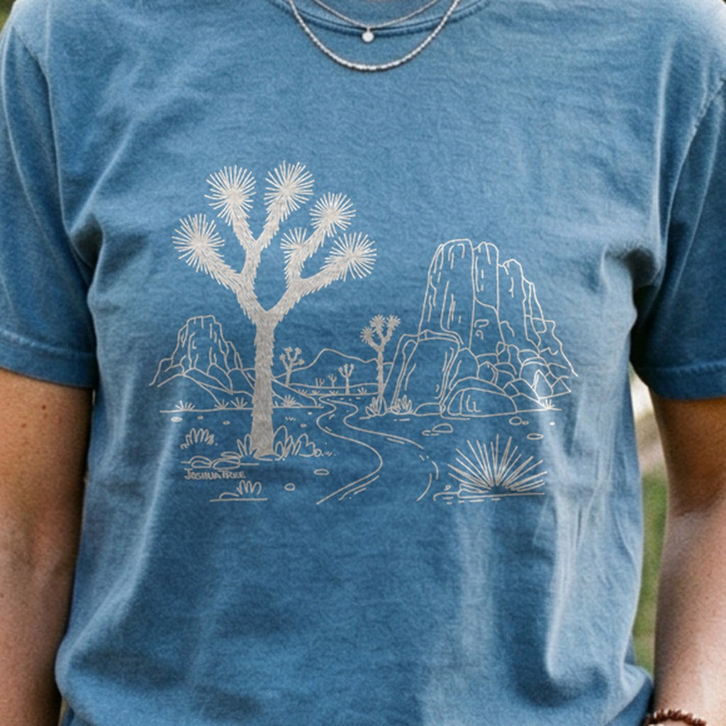 Joshua Tree Line Drawing Cotton T-Shirt