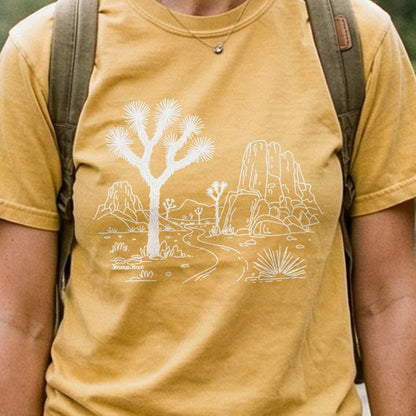 Joshua Tree Line Drawing Cotton T-Shirt