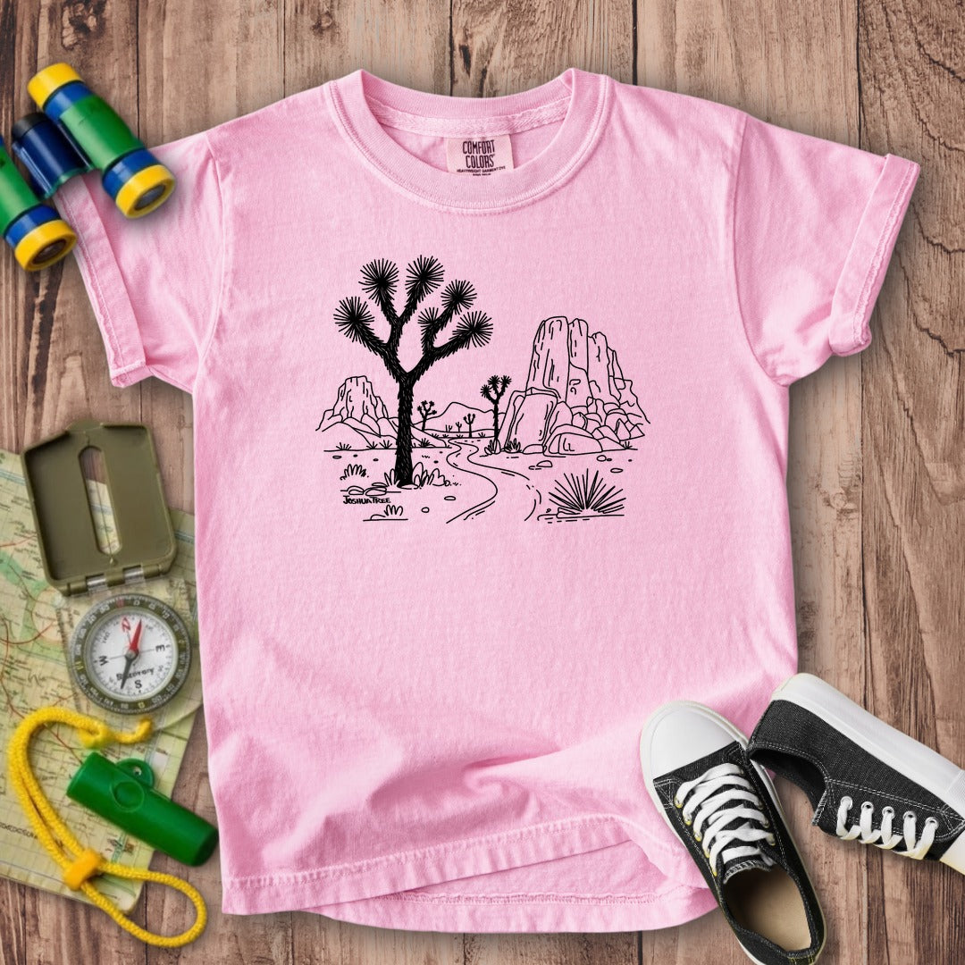 Joshua Tree Line Drawing Kids Cotton T-Shirt