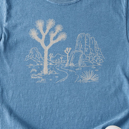 Joshua Tree Line Drawing Kids Cotton T-Shirt