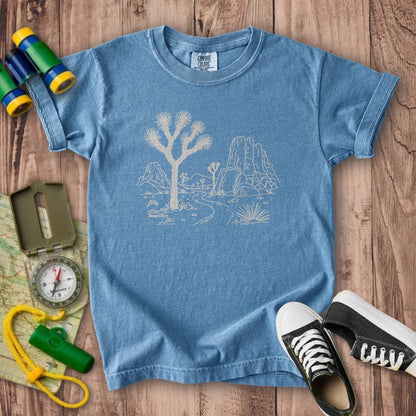 Joshua Tree Line Drawing Kids Cotton T-Shirt