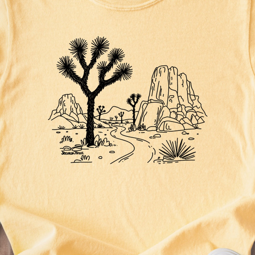 Joshua Tree Line Drawing Kids Cotton T-Shirt