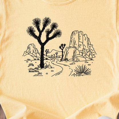 Joshua Tree Line Drawing Kids Cotton T-Shirt
