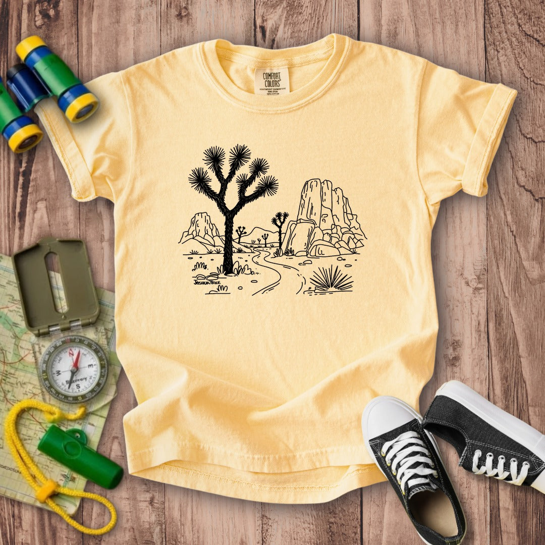 Joshua Tree Line Drawing Kids Cotton T-Shirt
