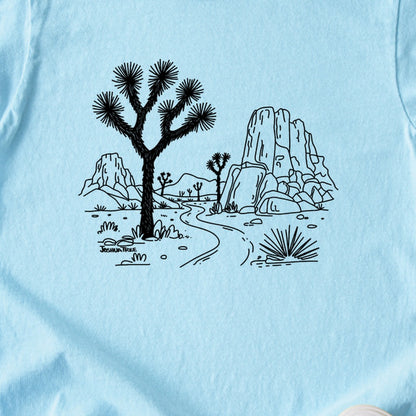 Joshua Tree Line Drawing Kids Cotton T-Shirt
