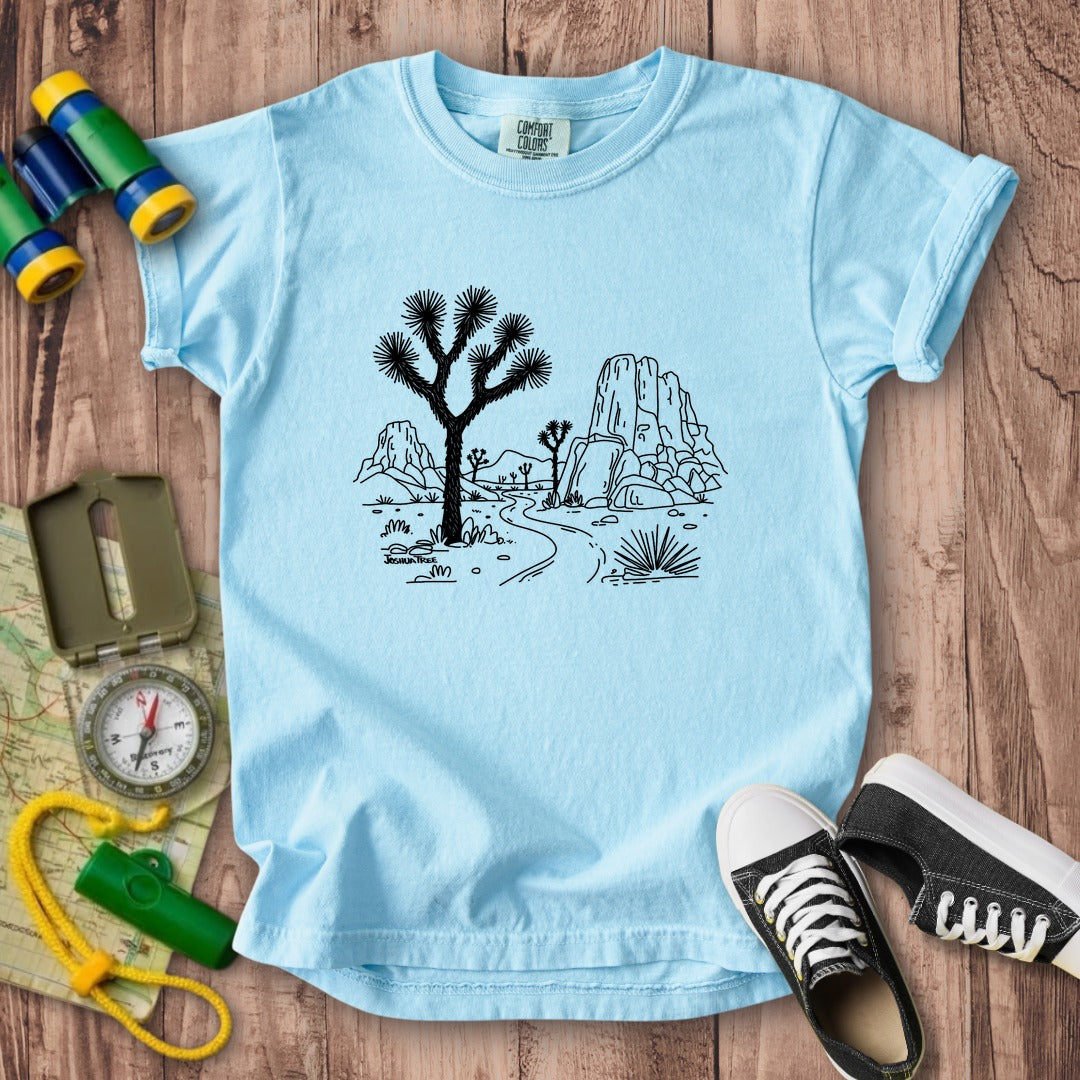 Joshua Tree Line Drawing Kids Cotton T-Shirt