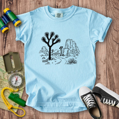 Joshua Tree Line Drawing Kids Cotton T-Shirt