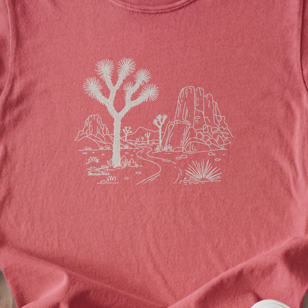 Joshua Tree Line Drawing Kids Cotton T-Shirt