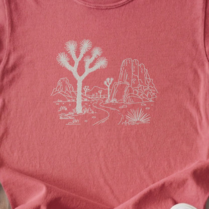 Joshua Tree Line Drawing Kids Cotton T-Shirt
