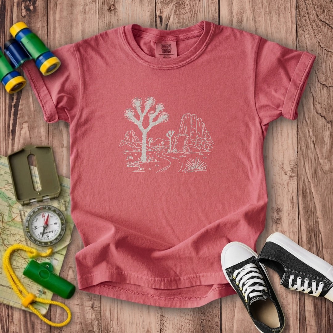 Joshua Tree Line Drawing Kids Cotton T-Shirt