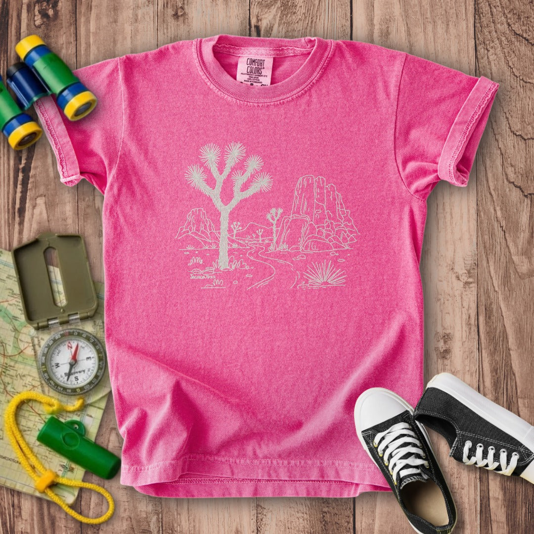 Joshua Tree Line Drawing Kids Cotton T-Shirt