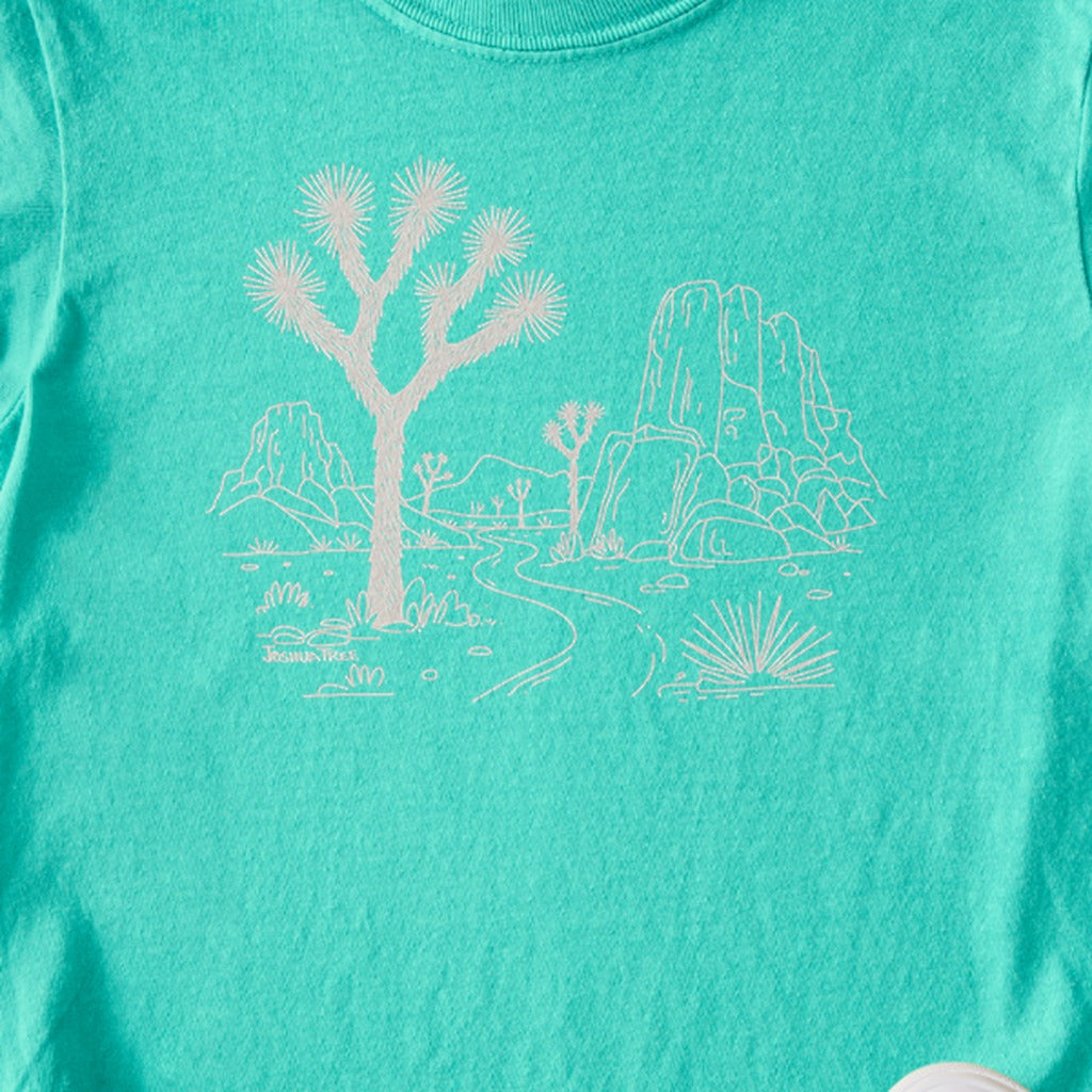 Joshua Tree Line Drawing Kids Cotton T-Shirt