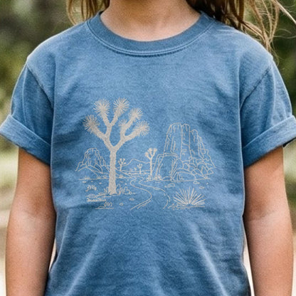 Joshua Tree Line Drawing Kids Cotton T-Shirt