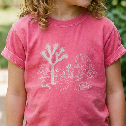 Joshua Tree Line Drawing Kids Cotton T-Shirt