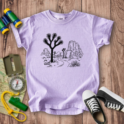 Joshua Tree Line Drawing Kids Cotton T-Shirt