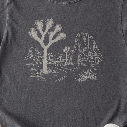 Joshua Tree Line Drawing Kids Cotton T-Shirt