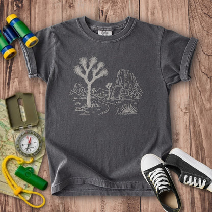 Joshua Tree Line Drawing Kids Cotton T-Shirt