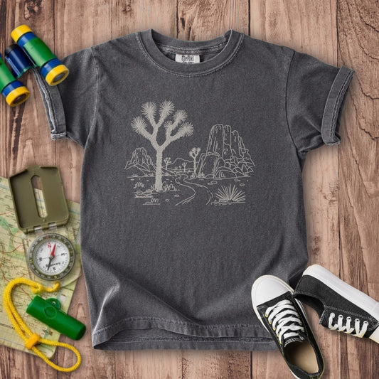 Joshua Tree Line Drawing Kids Cotton T-Shirt