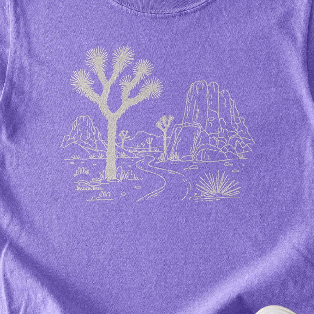 Joshua Tree Line Drawing Kids Cotton T-Shirt