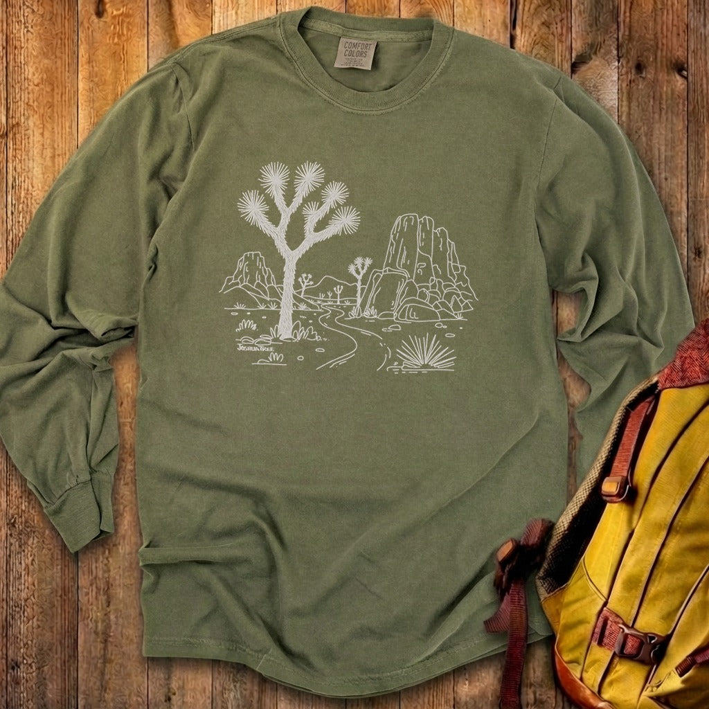 Joshua Tree Line Drawing Cotton Long Sleeve