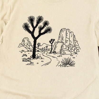 Joshua Tree Line Drawing Cotton Long Sleeve