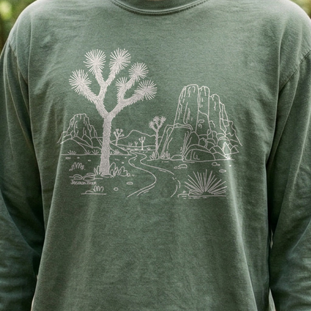 Joshua Tree Line Drawing Cotton Long Sleeve
